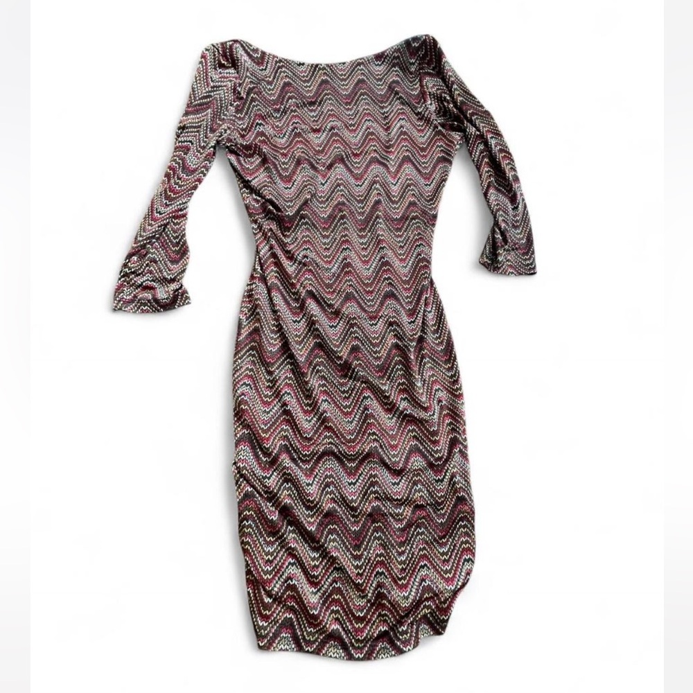 Veronica M Silky Chevron Pattern MIDI Dress sexy Size small